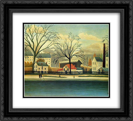 Suburban Scene 22x20 Black Ornate Wood Framed Art Print Poster with Double Matting by Rousseau, Henri