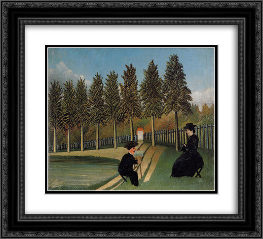 The Artist Painting his Wife 22x20 Black Ornate Wood Framed Art Print Poster with Double Matting by Rousseau, Henri