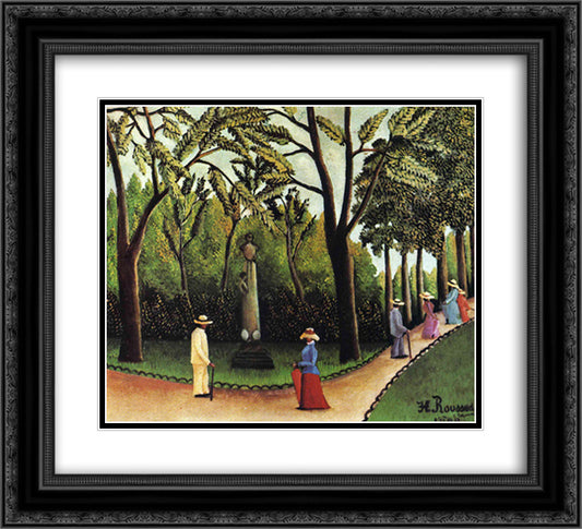 The Monument to Chopin in the Luxembourg Gardens 22x20 Black Ornate Wood Framed Art Print Poster with Double Matting by Rousseau, Henri