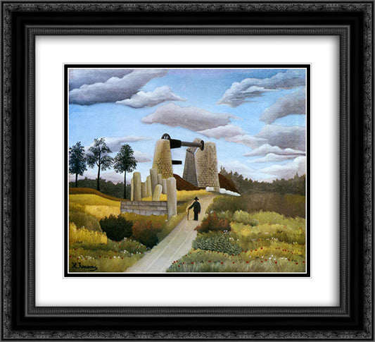 The Quarry 22x20 Black Ornate Wood Framed Art Print Poster with Double Matting by Rousseau, Henri