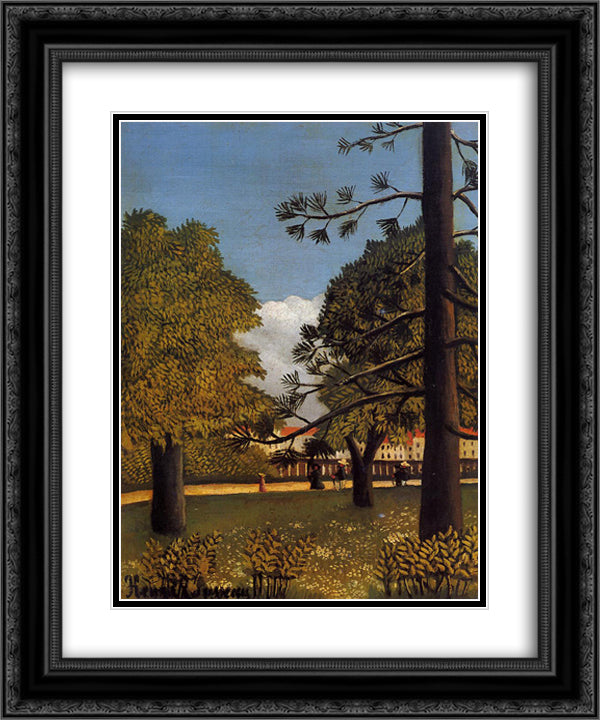 View of Parc de Montsouris 20x24 Black Ornate Wood Framed Art Print Poster with Double Matting by Rousseau, Henri