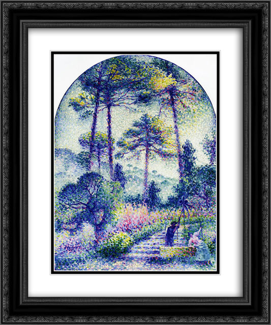 A Garden in Provence 20x24 Black Ornate Wood Framed Art Print Poster with Double Matting by Cross, Henri Edmond