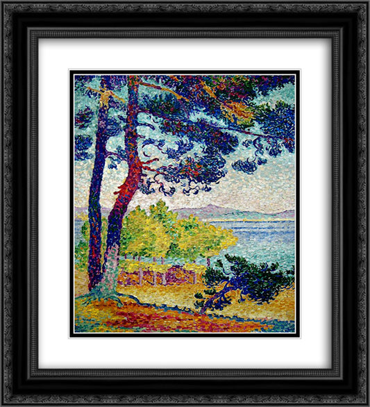 Afternoon at Pardigon, Var 20x22 Black Ornate Wood Framed Art Print Poster with Double Matting by Cross, Henri Edmond