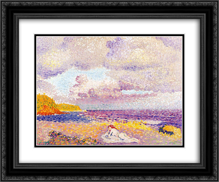 An Incoming Storm 24x20 Black Ornate Wood Framed Art Print Poster with Double Matting by Cross, Henri Edmond