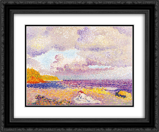 An Incoming Storm 24x20 Black Ornate Wood Framed Art Print Poster with Double Matting by Cross, Henri Edmond