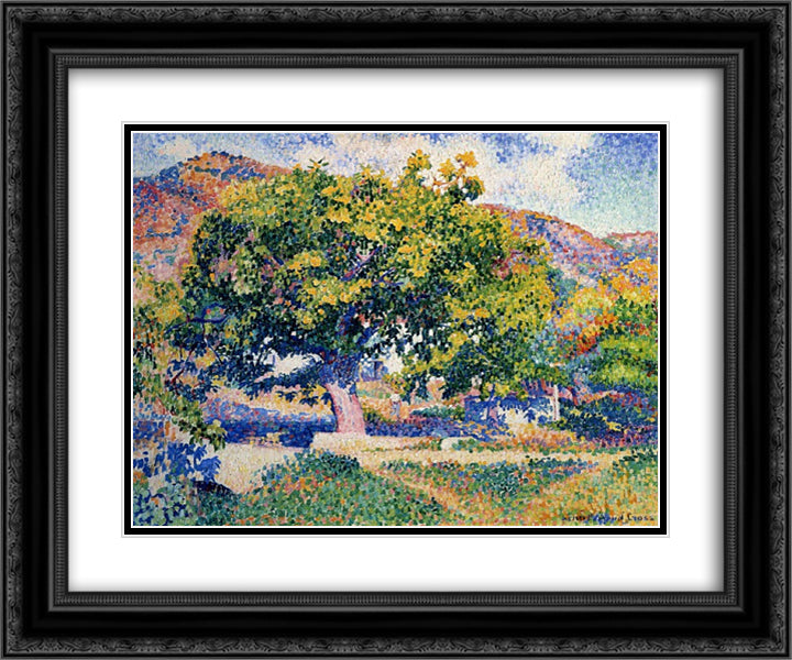 Around My House 24x20 Black Ornate Wood Framed Art Print Poster with Double Matting by Cross, Henri Edmond