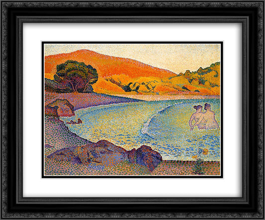 Bathers 24x20 Black Ornate Wood Framed Art Print Poster with Double Matting by Cross, Henri Edmond