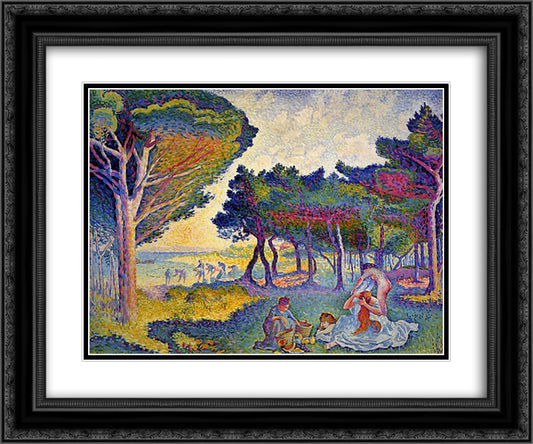 By the Mediterranean 24x20 Black Ornate Wood Framed Art Print Poster with Double Matting by Cross, Henri Edmond