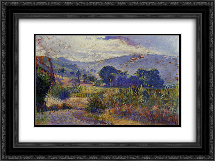 Cabasson Landscape (study) 24x18 Black Ornate Wood Framed Art Print Poster with Double Matting by Cross, Henri Edmond