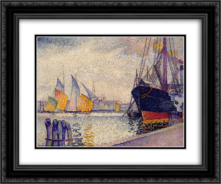 Canal de la Guidecca, Venice 24x20 Black Ornate Wood Framed Art Print Poster with Double Matting by Cross, Henri Edmond