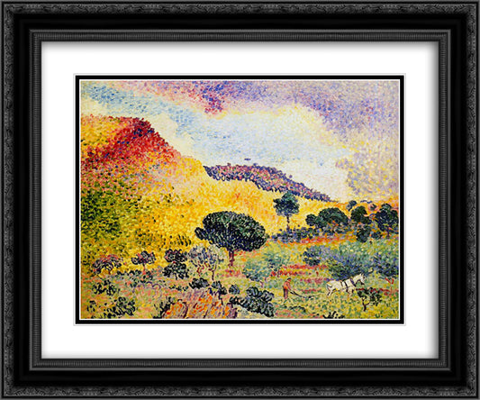 Chaine des Maures 24x20 Black Ornate Wood Framed Art Print Poster with Double Matting by Cross, Henri Edmond