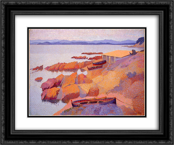 Coast Near Antibes 24x20 Black Ornate Wood Framed Art Print Poster with Double Matting by Cross, Henri Edmond