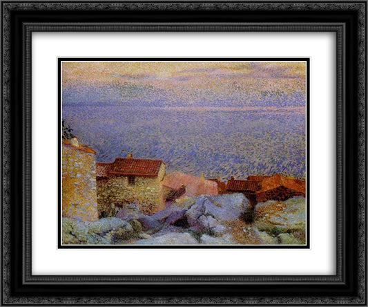 Coastal Landscape 24x20 Black Ornate Wood Framed Art Print Poster with Double Matting by Cross, Henri Edmond