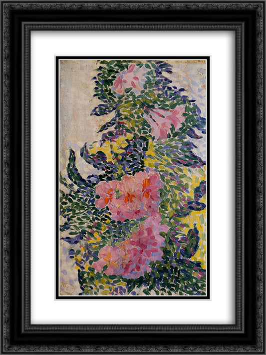 Flowers 18x24 Black Ornate Wood Framed Art Print Poster with Double Matting by Cross, Henri Edmond