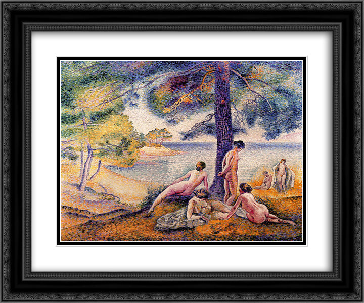 In the Shade 24x20 Black Ornate Wood Framed Art Print Poster with Double Matting by Cross, Henri Edmond