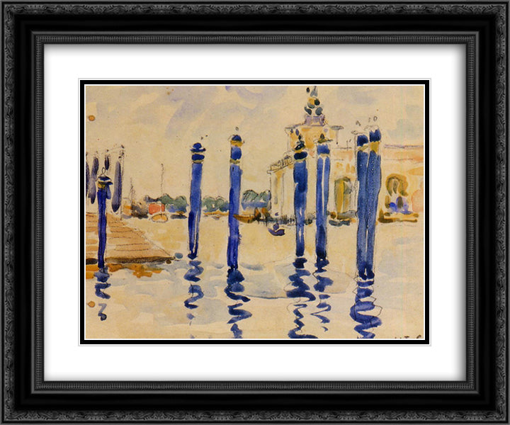 La Donana, Venice 24x20 Black Ornate Wood Framed Art Print Poster with Double Matting by Cross, Henri Edmond