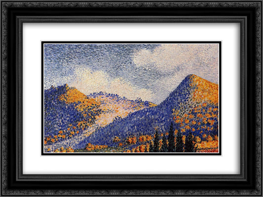 Landscape, the Little Maresque Mountains 24x18 Black Ornate Wood Framed Art Print Poster with Double Matting by Cross, Henri Edmond