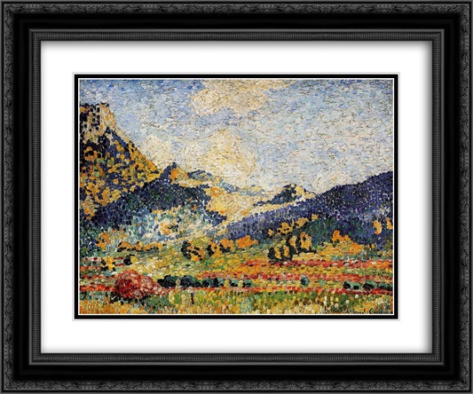 Les Petits, Montagnes Mauresques 24x20 Black Ornate Wood Framed Art Print Poster with Double Matting by Cross, Henri Edmond