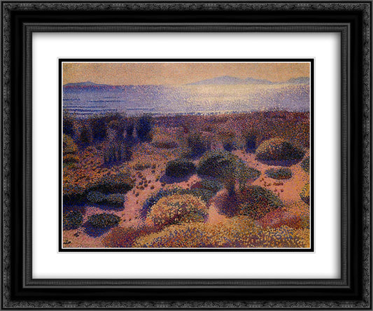 Plage de la Vignassa 24x20 Black Ornate Wood Framed Art Print Poster with Double Matting by Cross, Henri Edmond