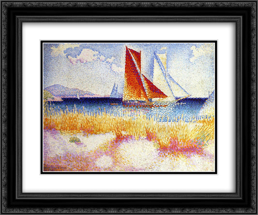 Regatta 24x20 Black Ornate Wood Framed Art Print Poster with Double Matting by Cross, Henri Edmond