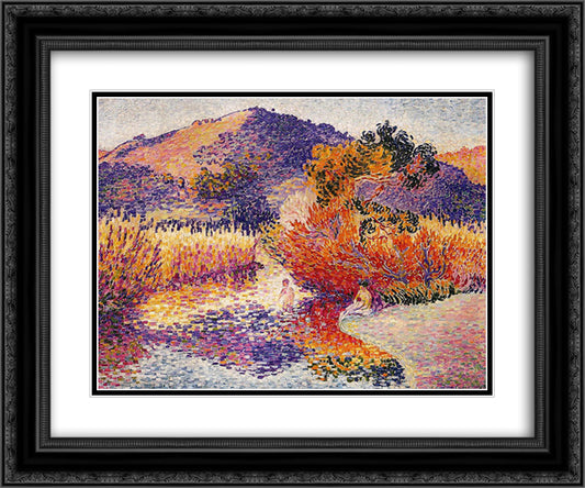 River in Saint-Clair 24x20 Black Ornate Wood Framed Art Print Poster with Double Matting by Cross, Henri Edmond