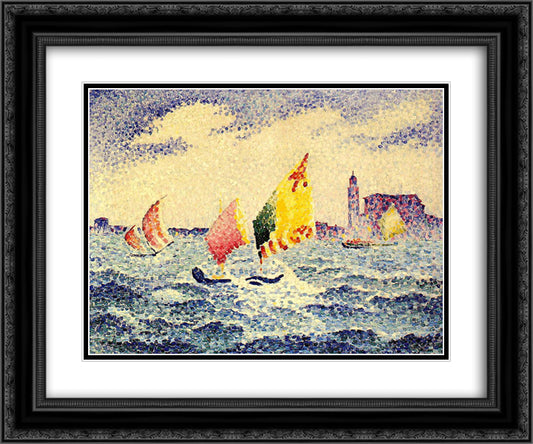 Sailboats near Chicago 24x20 Black Ornate Wood Framed Art Print Poster with Double Matting by Cross, Henri Edmond