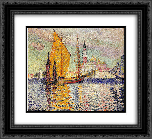 San Giorgio Maggiore, Venice 22x20 Black Ornate Wood Framed Art Print Poster with Double Matting by Cross, Henri Edmond