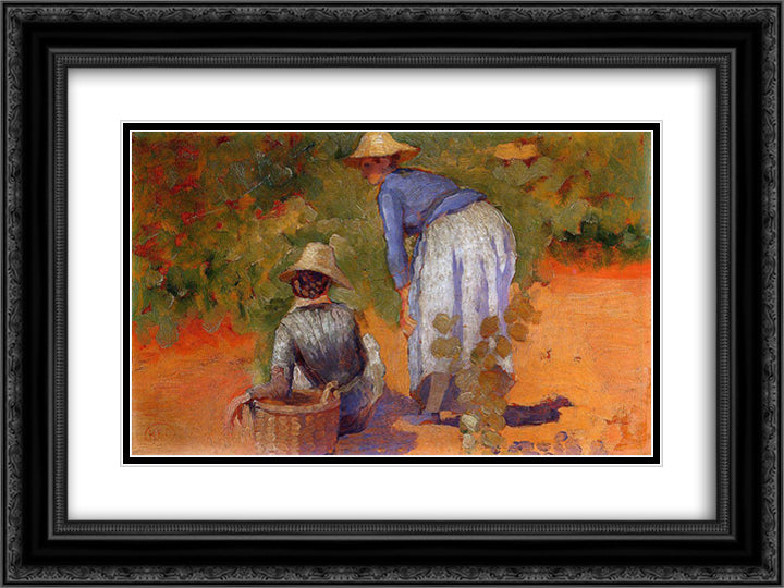 Study for The Grape Pickers 24x18 Black Ornate Wood Framed Art Print Poster with Double Matting by Cross, Henri Edmond