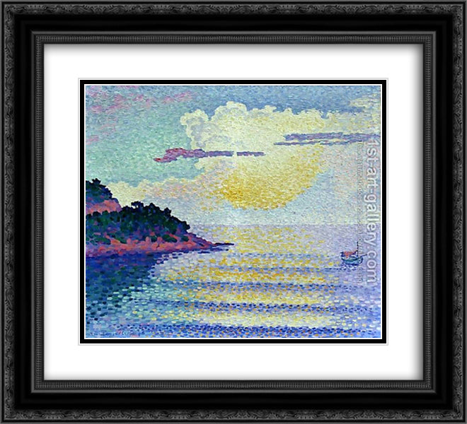 Sunset 22x20 Black Ornate Wood Framed Art Print Poster with Double Matting by Cross, Henri Edmond