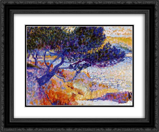 The Bay of Cavaliere (study) 24x20 Black Ornate Wood Framed Art Print Poster with Double Matting by Cross, Henri Edmond