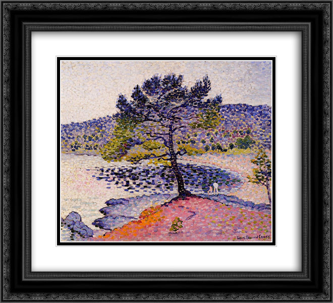 The Beach, Evening 22x20 Black Ornate Wood Framed Art Print Poster with Double Matting by Cross, Henri Edmond