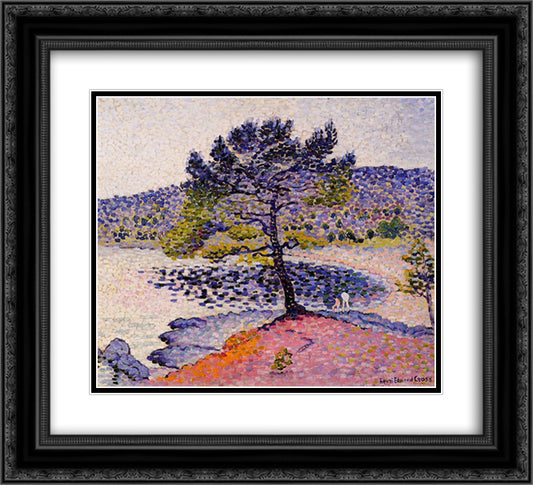 The Beach, Evening 22x20 Black Ornate Wood Framed Art Print Poster with Double Matting by Cross, Henri Edmond