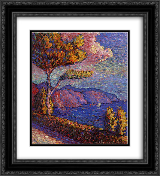 The Canal near St. Tropez 20x22 Black Ornate Wood Framed Art Print Poster with Double Matting by Cross, Henri Edmond