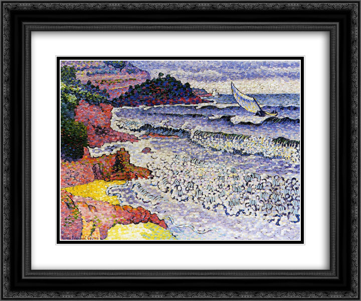 The Choppy Sea 24x20 Black Ornate Wood Framed Art Print Poster with Double Matting by Cross, Henri Edmond