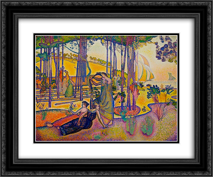 The Evening Air 24x20 Black Ornate Wood Framed Art Print Poster with Double Matting by Cross, Henri Edmond