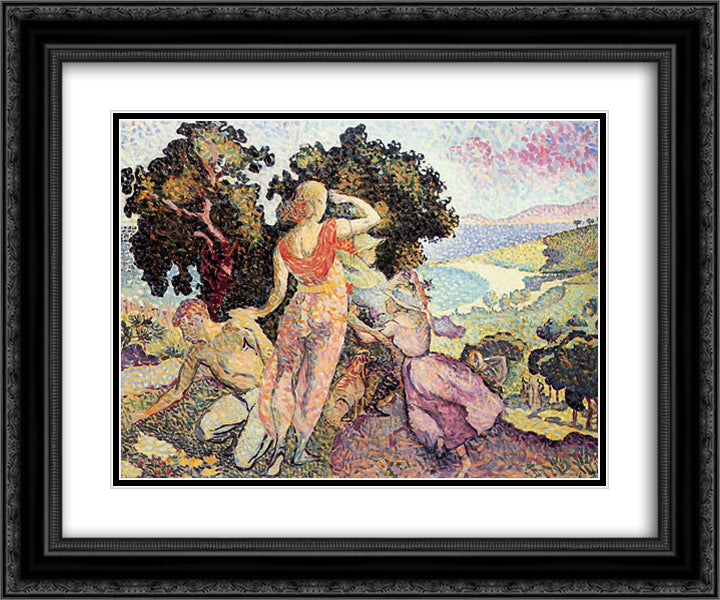 The Excursionists 24x20 Black Ornate Wood Framed Art Print Poster with Double Matting by Cross, Henri Edmond