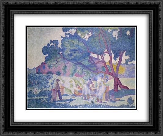 The Farm, Morning 24x20 Black Ornate Wood Framed Art Print Poster with Double Matting by Cross, Henri Edmond