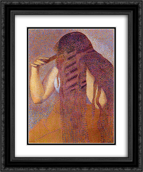 The Hair 20x24 Black Ornate Wood Framed Art Print Poster with Double Matting by Cross, Henri Edmond