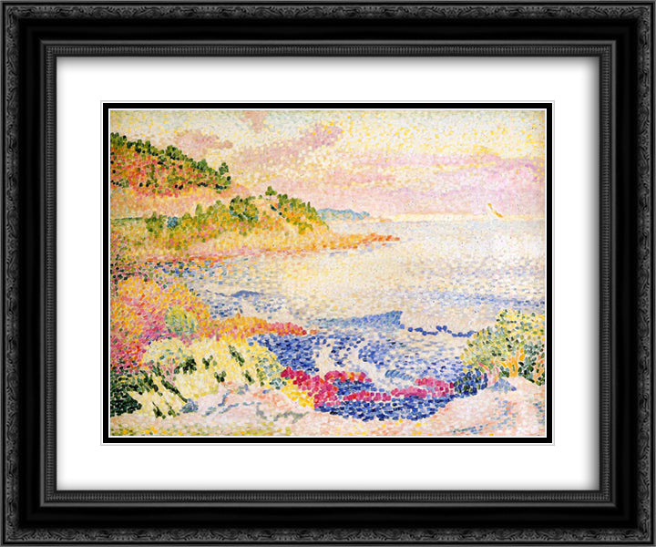 The Maures 24x20 Black Ornate Wood Framed Art Print Poster with Double Matting by Cross, Henri Edmond