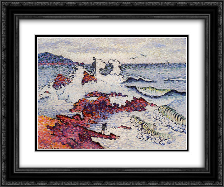 The Mediterranean, East Wind 24x20 Black Ornate Wood Framed Art Print Poster with Double Matting by Cross, Henri Edmond