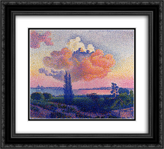 The Pink Cloud 22x20 Black Ornate Wood Framed Art Print Poster with Double Matting by Cross, Henri Edmond