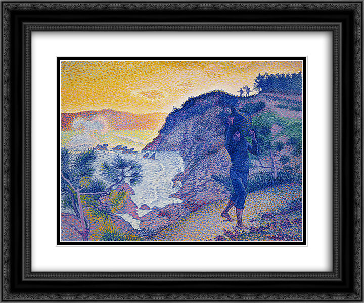 The Return of the Fisherman 24x20 Black Ornate Wood Framed Art Print Poster with Double Matting by Cross, Henri Edmond