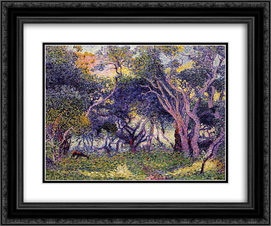 The Undergrowth 24x20 Black Ornate Wood Framed Art Print Poster with Double Matting by Cross, Henri Edmond