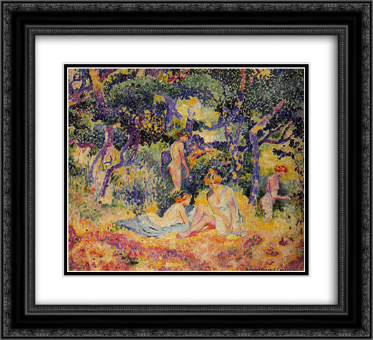 The Wood 22x20 Black Ornate Wood Framed Art Print Poster with Double Matting by Cross, Henri Edmond