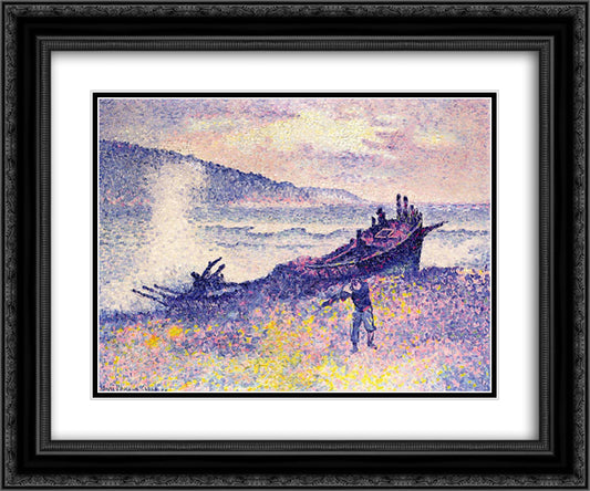 The Wreck 24x20 Black Ornate Wood Framed Art Print Poster with Double Matting by Cross, Henri Edmond