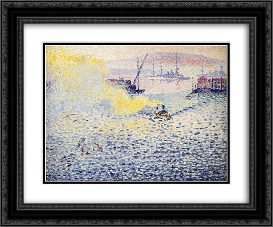 Toulon, Winter Morning 24x20 Black Ornate Wood Framed Art Print Poster with Double Matting by Cross, Henri Edmond