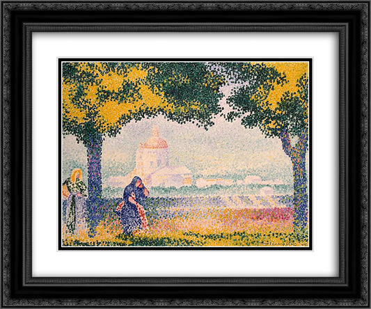 View of the Church of Santa Maria degli Angeli, near Assisi 24x20 Black Ornate Wood Framed Art Print Poster with Double Matting by Cross, Henri Edmond