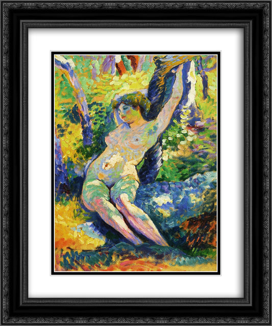 Young Woman (Study for The Clearing) 20x24 Black Ornate Wood Framed Art Print Poster with Double Matting by Cross, Henri Edmond