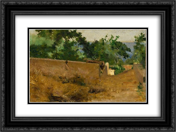 Caminho - Capri 24x18 Black Ornate Wood Framed Art Print Poster with Double Matting by Pousao, Henrique