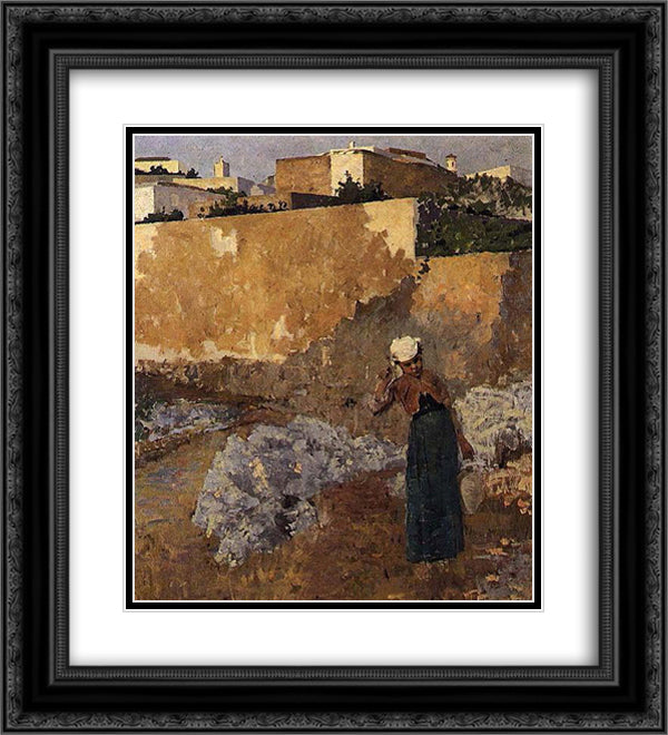 Mulher da agua 20x22 Black Ornate Wood Framed Art Print Poster with Double Matting by Pousao, Henrique